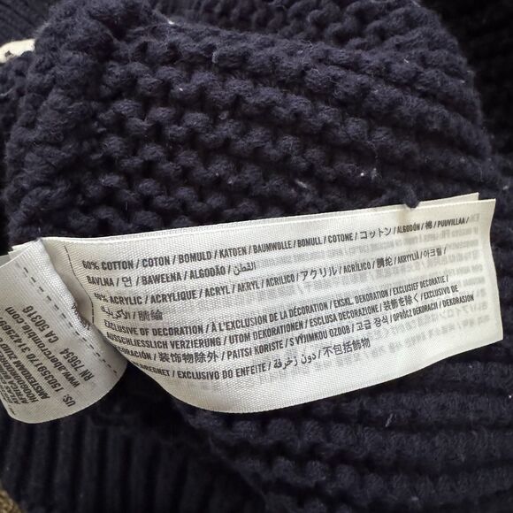 Vintage Abercrombie & Fitch Navy Blue Waffle Weave Tie Sweater Women's Size S - Picture 4 of 7